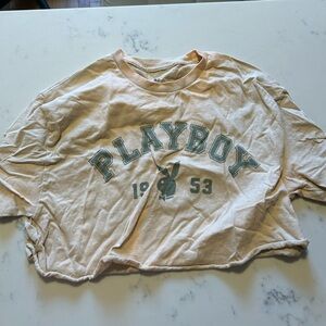 Playboy Crop Top Cream/Green